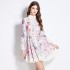 Original in stock | 2024 spring/summer floral ethnic style retro stand up collar lantern sleeve printed dress