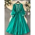 2024 Spring New Retro Ethnic Style Heavy Industry Embroidered Round Neck Buckle Strap Slimming Long Vacation Dress