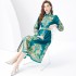 2024 Vacation - Palace style Flip collar Single placket Lantern Sleeve Long Retro Printed Dress