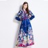 Original in stock | 2024 ethnic style retro positioning printed shirt lantern long sleeved high waisted dress