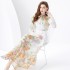 2024 Vacation - Countryside Style V-neck Mushroom Edge Strap Shrink Fold Wide Swing Printed Skirt Set of Four