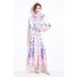 Original shooting | 2024 spring/summer new style temperament lapel slim fit medium long printed shirt collar dress