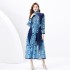 2024 Spring/Summer - Palace style stand up collar lantern sleeves wave side length retro printed dress two-piece set