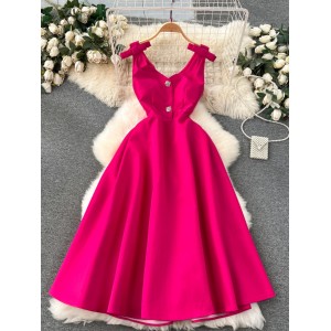 Light luxury socialite banquet high-end palace style dress temperament V-neck cinched waist slimming high-end exquisite dress