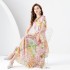 2024 Spring/Summer - Vacation Style One Shoulder Wooden Ear Strap Long Wide Swing Printed Dress