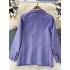 Advanced purple suit jacket for women, 2024 autumn Korean edition versatile casual loose button lapel suit top