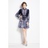 Original in stock | 2024 early spring temperament skirt patchwork print long sleeved slimming retro mid length dress