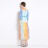 Original in stock | 2024 spring/summer contrasting ethnic style retro stand up collar lantern sleeve printed dress