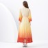 2024 Vacation - Vacation style V-neck flared sleeve pleated wave side length gradient printed dress