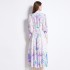 Original in stock | 2024 spring/summer floral ethnic style retro stand up collar lantern sleeve printed dress