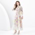 2024 Spring/Summer - Wave Lace Wide Skirt Cardigan Long Retro Painted Printed Dress