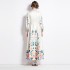 Original in stock | 2024 early spring new palace style stand up collar flower dress with single breasted design, long skirt