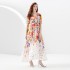 2023 vacation retro palace style V-neck loose lantern short sleeved painted long dress