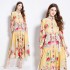 Original in stock | 2024 spring/summer floral ethnic style retro stand up collar lantern sleeve printed dress