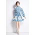 Original in stock | 2024 early spring temperament printed long sleeved retro short dress