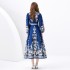 2024 Spring/Summer - Vacation Wrap Style V-neck Lantern Sleeve Long Printed Dress