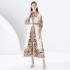 2024- Early Spring Retro Collar Single Front Lantern Sleeve Long Printed Dress