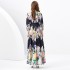 2024 Spring/Summer - Retro Oil Painting Painted Standing Collar Long Lantern Sleeve Wave Edge Printed Dress