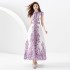 2023 Spring/Summer Palace Style Polo Sleeveless Waist Wide Skirt Printed Long Dress