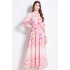 Original Spot | 2024 Spring Ethnic Style Retro Positioning Printed Shirt Lantern Long Sleeve High Waist Dress