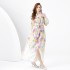 2024 Spring/Summer - Vacation Style V-neck Lantern Sleeve Wave Edge Vintage Printed Dress