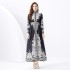 2024 Vacation - Palace style stand up collar lantern sleeve wave side length retro printed dress