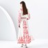 2024- Early Spring Palace Style Flip Collar Single Front Lantern Sleeve Retro Printed Long Dress