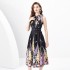 2024 Spring/Summer - Drift collar sleeveless pleated single door long vintage oil painting printed dress