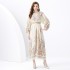 2024 Vacation - Palace style V-neck lantern sleeve double door placket printed long lace dress