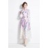 Original in stock | 2024 early spring new fresh temperament flower lantern sleeve stand up collar long dress