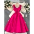 Light luxury socialite banquet high-end palace style dress temperament V-neck cinched waist slimming high-end exquisite dress