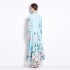 Original in stock | 2024 early spring new palace style stand up collar flower dress with single breasted design, long skirt