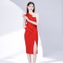 2023 early autumn fungus edge plate flower strapless slimming dress dress