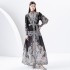 2024 Early Spring - Palace style stand up collar lantern sleeve wave side length retro printed dress