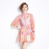 Original in stock | 2024 spring/summer ethnic style retro stand up collar lantern sleeve printed dress