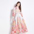 Original in stock | 2024 early spring new palace style stand up collar dress with floral single breasted design, long skirt