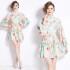 Original in stock | 2024 early spring temperament skirt patchwork print long sleeved slimming retro short dress