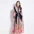 Original in stock | 2024 early spring new palace style stand up collar dress with floral single breasted design, long skirt