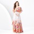 2024 Spring/Summer - Vacation Style One Shoulder Lotus Leaf Edge Holiday Printed Long Cake Dress