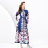 2024 Spring/Summer - Vacation style retro stand up collar single breasted lantern sleeve printed wide swing long dress