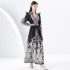 2024 Early Spring - Lantern Sleeve V-neck Retro Printed Long Mini Dress