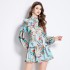 Original in stock | 2024 early spring temperament printed long sleeved retro short dress