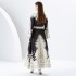 2024- Early Spring Palace Style Trumpet Sleeve Printed Long Lace Dress