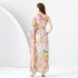 2024 Spring/Summer - Vacation Style One Shoulder Wooden Ear Strap Long Wide Swing Printed Dress