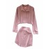 Korean fashion versatile polo collar long sleeved short top+high waisted single breasted irregular skirt two-piece set