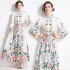 Original in stock | 2024 early spring new palace style stand up collar flower dress with single breasted design, long skirt