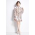 Original in stock | 2024 early spring temperament printed long sleeved retro short dress