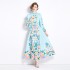 Original in stock | 2024 early spring new palace style stand up collar flower dress with single breasted design, long skirt