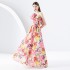 2024 Early Spring - Vacation One Shoulder Sleeveless Lotus Leaf Edge Wide Swing Printed Dress