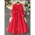 2024 Spring New Retro Ethnic Style Heavy Industry Embroidered Round Neck Buckle Strap Slimming Long Vacation Dress